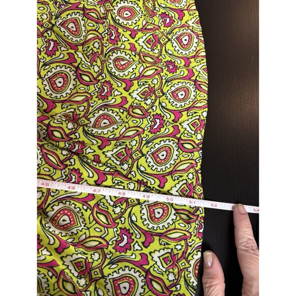 By Anthropologie Maxi Dress Citron Green Pink Floral Paisley Print Large - Picture 5 of 10